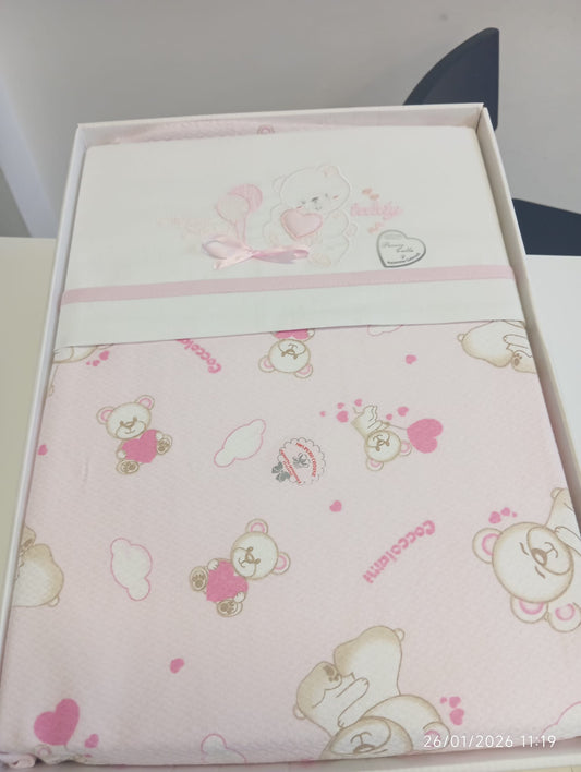 Cordinato culla ricamato in diverse colorazioni nazareno gabrielli