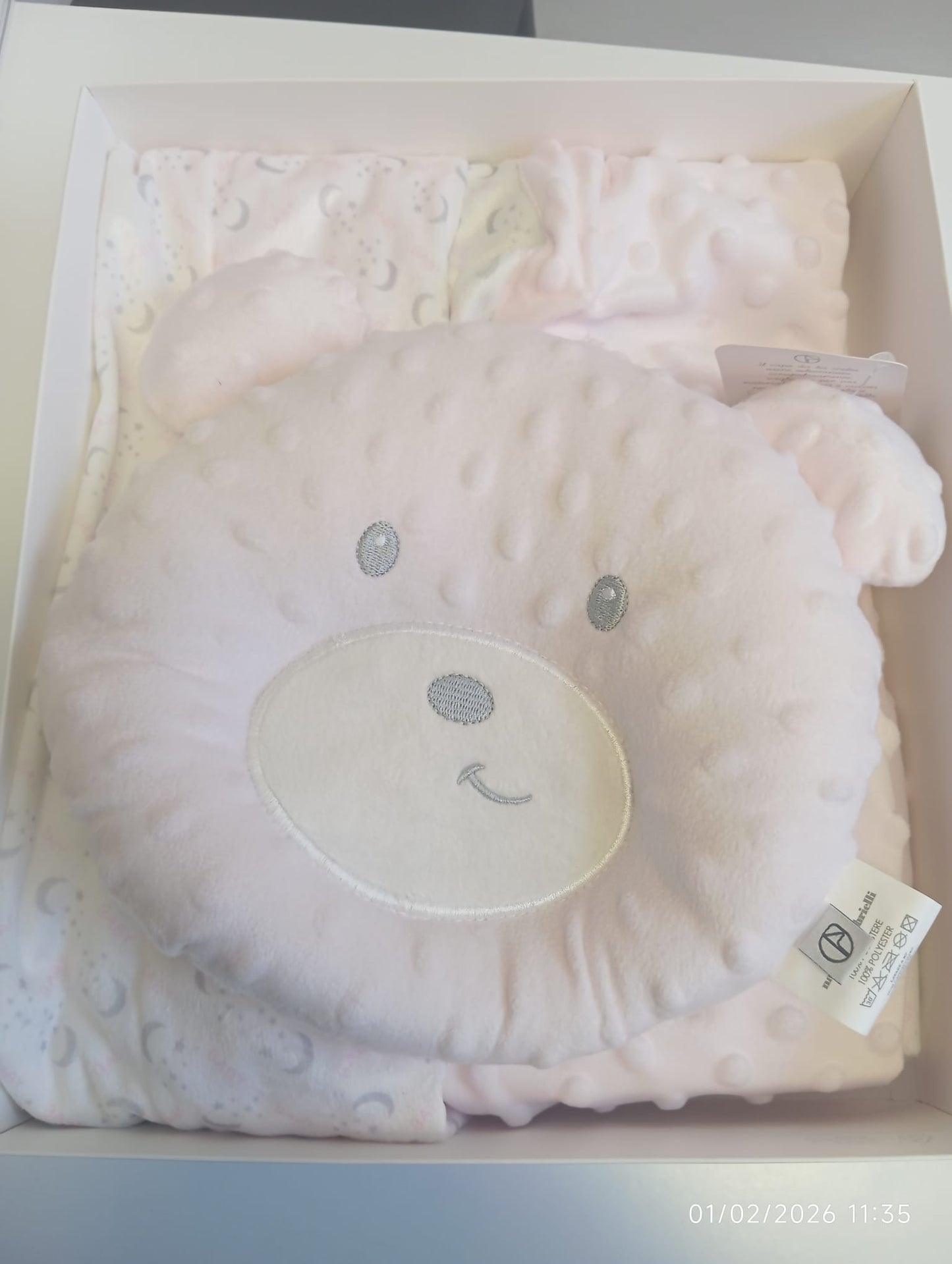 Copertina riversibile con cuscino a forma di orsetto