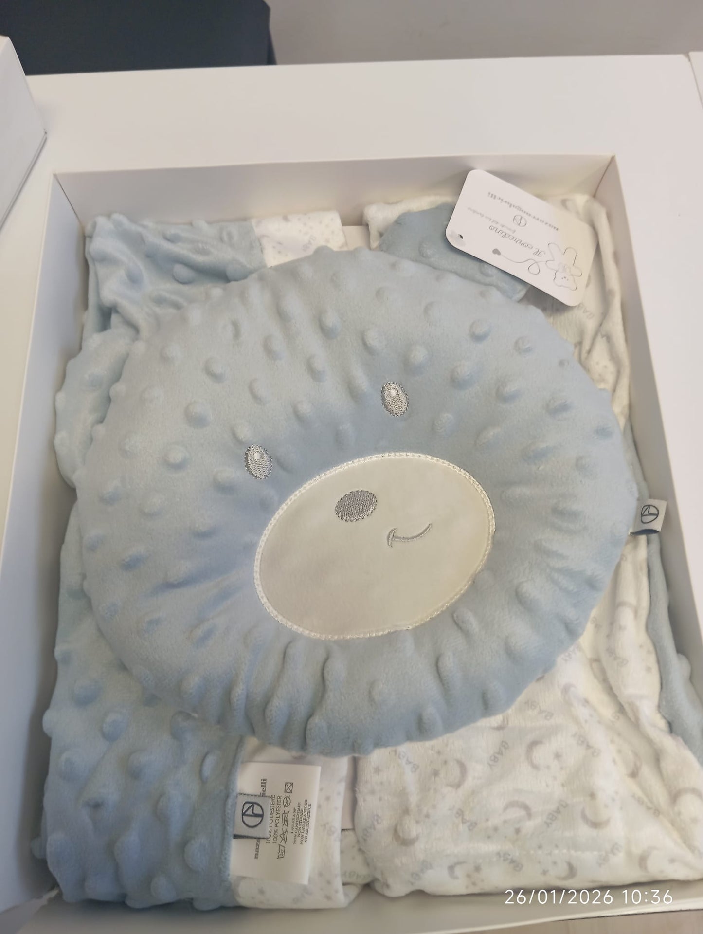 Copertina riversibile con cuscino a forma di orsetto