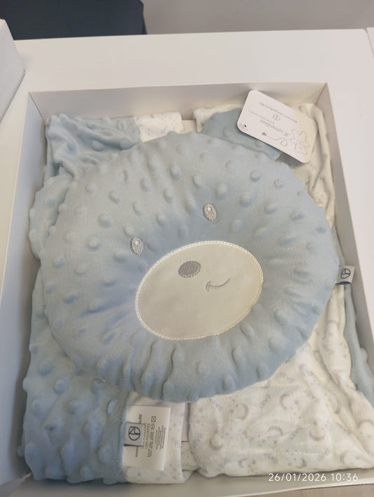 Copertina riversibile con cuscino a forma di orsetto